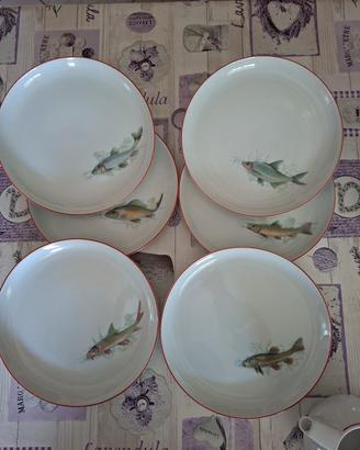 servizio piatti pesce ceramica 