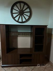 Parete attrezzata color noce