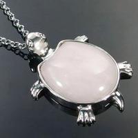 Collana tartaruga quarzo rosa argento 925 NUOVA