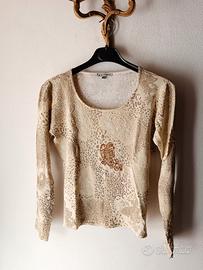 Maglia primavera stampa animalier con ricami jais