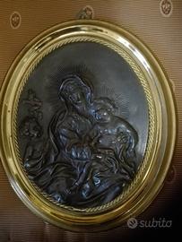 Tondo bronzo'700 MADONNA GESù SAN GIOVANNINO
