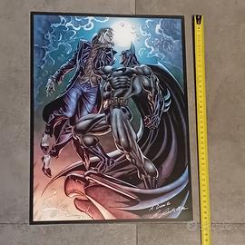 stampa autografata di Castellini con bat-man vs jo