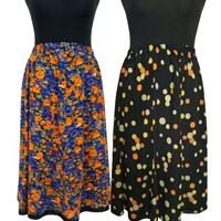 Lotto 2 Gonne Vintage Fantasia Fiori e Pois 