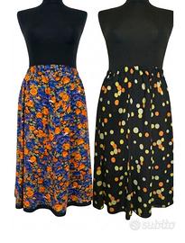 Lotto 2 Gonne Vintage Fantasia Fiori e Pois 