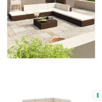 Salotto in rattan 7 moduli con cuscini e tavolo