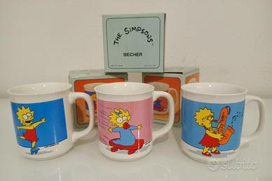 Lotto 3 tazze The Simpsons Lisa Maggie Becher 1991