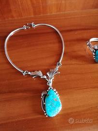 Collana originale Navajos in argento e turchese. 