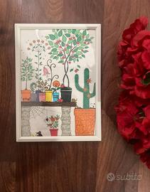 Mandala Giardino Magico colorato a mano cornice