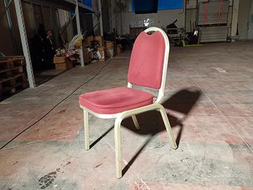 40 SEDIE IN ALLUMINIO ORO E VELLUTO ROSSO