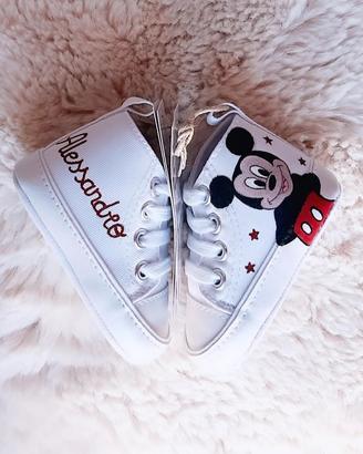 Scarpine da culla personalizzate Mickey Mouse