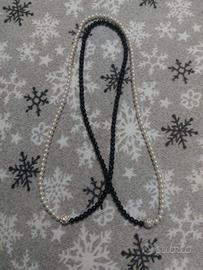 collana di perle  bianco nero più bracciale