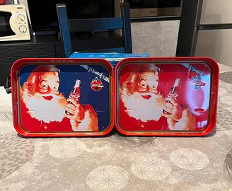 Set 2 Vassoi Coca Cola Babbo Natale Vintage latta