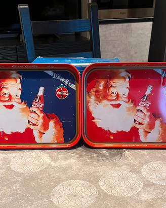 Set 2 Vassoi Coca Cola Babbo Natale Vintage latta