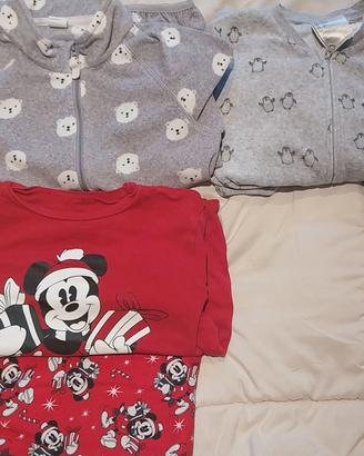 Pigiami, tute in pile velluto e contone tg 104 cm