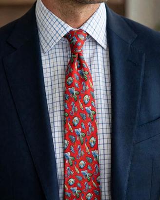 Cravatta GUCCI Originale Rossa con Pesci - Seta