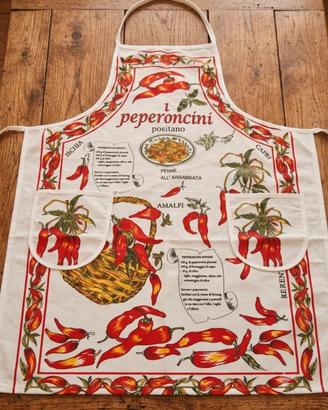 grembiule da cucina con peperoncini e ricette