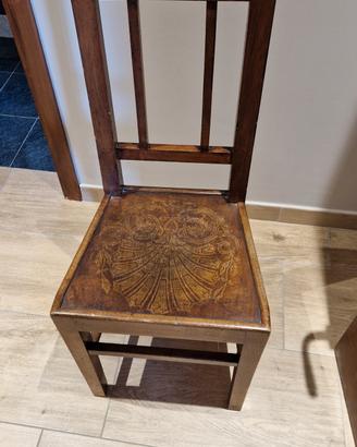 Sedia vintage in legno massello - seduta decorata