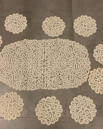 Set tovaglietta ad uncinetto con 10 tovaglioli