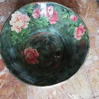 Vaso  di rame con lavorazione decoupage 