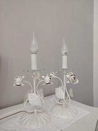 coppia lampade da tavolo shabby in ferro battuto 