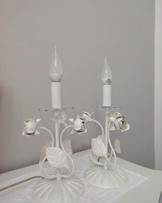 coppia lampade da tavolo shabby in ferro battuto 