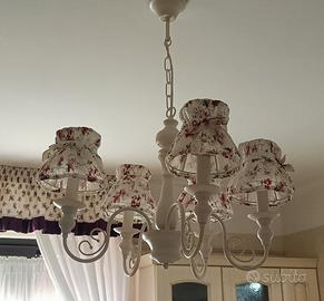 Lampadario modello shabby a 5 lumi