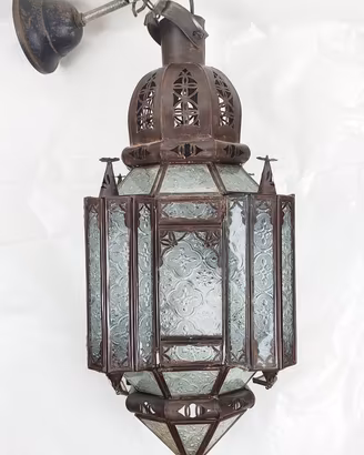 Lanterna a soffitto marocchina vetro metallo 53 cm