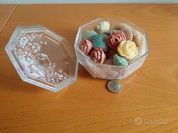 Contenitore portagioie in vetro decorato