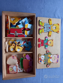 Vesti gli orsi, gioco in legno colorato