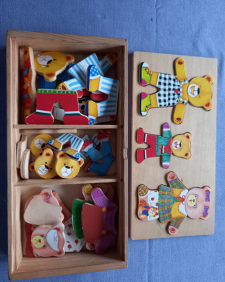 Vesti gli orsi, gioco in legno colorato