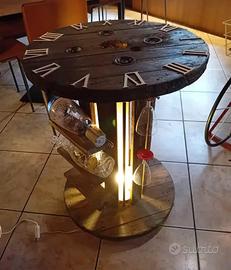 TAVOLO ARREDO BOBINA LEGNO ILLUMINATO 