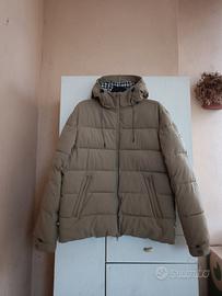 Hooded Puffer Aquascutum Active Casual Check Khaki