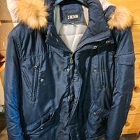 Giubbotto invernale blu da uomo con cappuccio