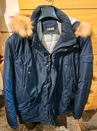 Giubbotto invernale blu da uomo con cappuccio