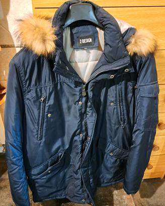 Giubbotto invernale blu da uomo con cappuccio