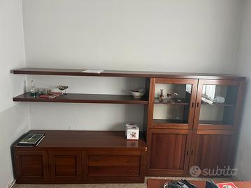 Credenza piu libreria legno massello