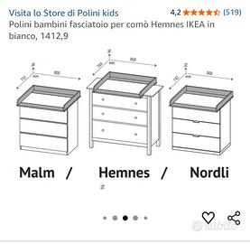 Fasciatoio per comò Polini, con cuscino Ikea Vadra