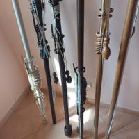 n. 6 bastoni in legno per tende