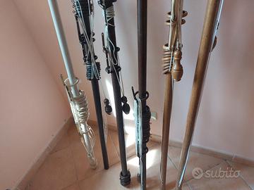 n. 6 bastoni in legno per tende