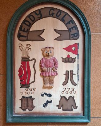 tavola vintage legno 3d Teddy Golfer