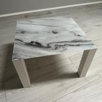 Tavolino in vetro e alluminio com stampa marmo