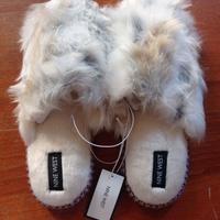 ciabatte NINE WEST con pelo bianche e marroni