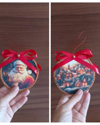 Medaglione natalizio Babbo Natale in pannolenci