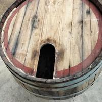 botte vino, giardino, tavolo, vasi... 