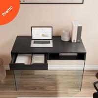 scrivania legno e vetro