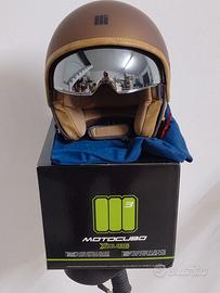 Casco jet con visierino a specchio a scomparsa