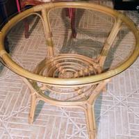 Tavolino vimini tondo con vetro