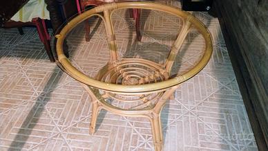 Tavolino vimini tondo con vetro