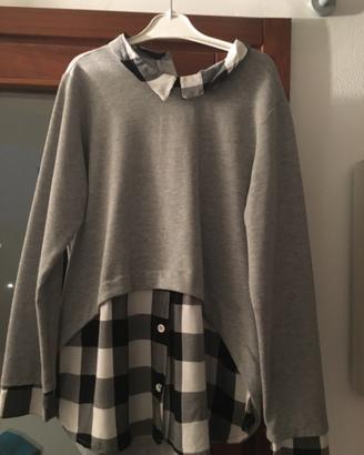 Felpa leggera con finta camicia