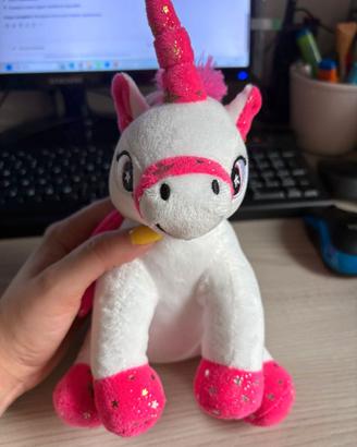 Peluche Unicorno Alato Rosa e Bianco